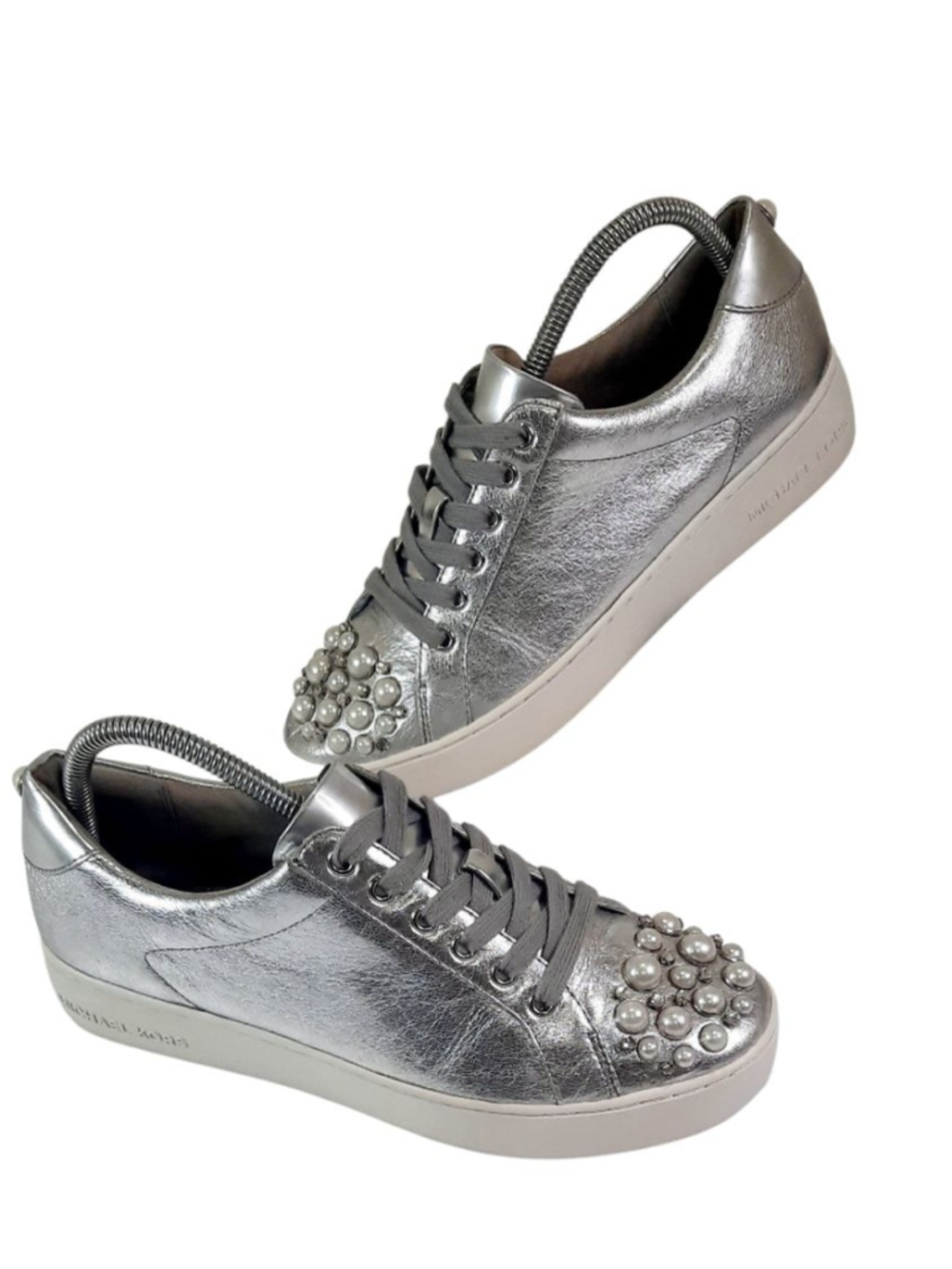 MICHAEL Michael Kors Poppy metallic platform sneakers w/studded pearl & crystals